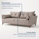 Ver imagem 2 de Sofá 3 Lugares Living 190cm com 2 Almofadas e Pés em Madeira Maciça Verona Espresso Móveis