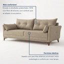 Ver imagem 2 de Sofá 3 Lugares Living 190cm com 2 Almofadas e Pés em Madeira Maciça Verona Espresso Móveis