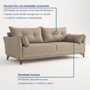 Ver imagem 4 de Sofá 3 Lugares Living 190cm com 2 Almofadas e Pés em Madeira Maciça Verona Espresso Móveis