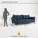 Ver imagem 6 de Sofá 3 Lugares Living 190cm com 2 Almofadas e Pés em Madeira Maciça Verona Espresso Móveis