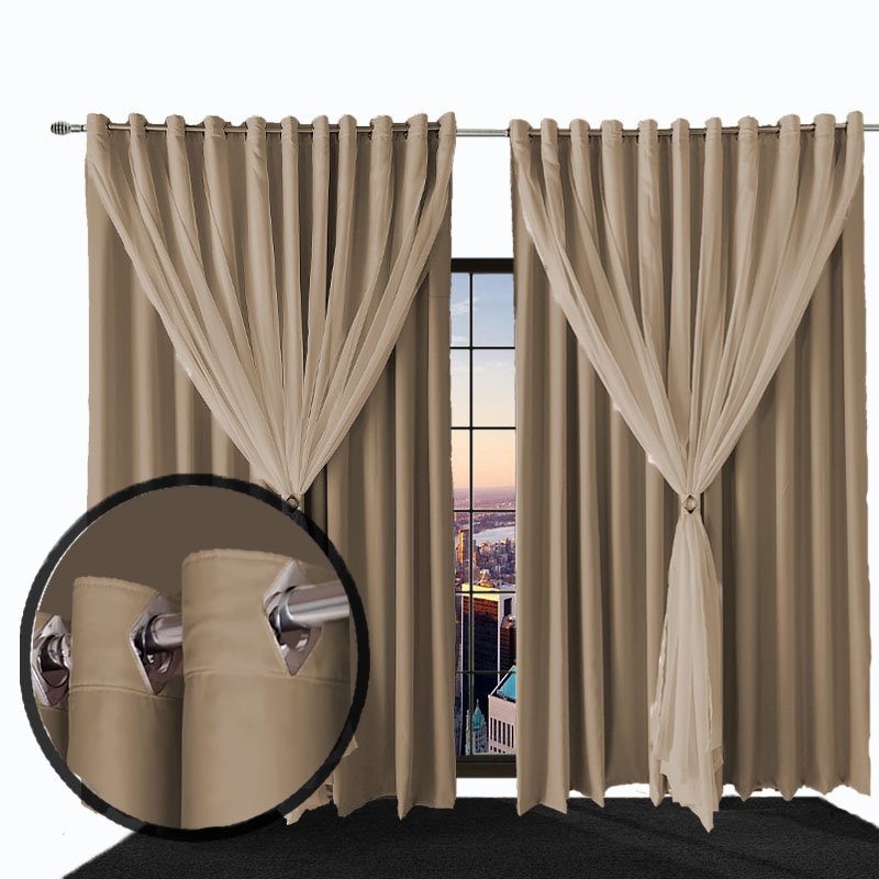 Cortina Quarto para Sala e Blecaute Lea 3,30 X 2,30 Bege