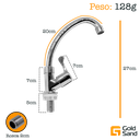 Ver imagem 2 de Torneira Pia Cozinha Prata Plástico Abs 1/4 Gold Sand