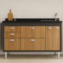 Ver imagem 2 de Balcão de Cozinha 144cm Grande 3 Gavetas Armário 100% MDF:Cinza/Freijó
