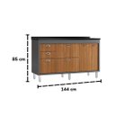 Ver imagem 5 de Balcão de Cozinha 144cm Grande 3 Gavetas Armário 100% MDF:Cinza/Freijó