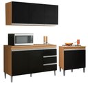 Ver imagem 2 de Conjunto Cozinha Compacta Moderna Balcão Pia sem Tampo 120cm Balcão Cooktop Armário Aéreo Ajl Móveis