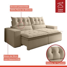Sofá Retrátil e Reclinável 4 Lugares Pillowtop Duplo M118 - 9