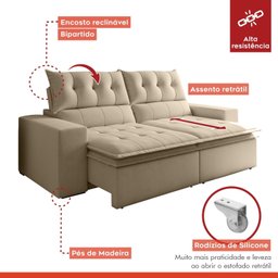 Sofá Retrátil e Reclinável 4 Lugares Pillowtop Duplo M118 - 8