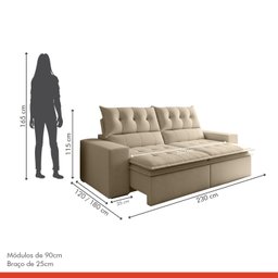 Sofá Retrátil e Reclinável 4 Lugares Pillowtop Duplo M118 - 3