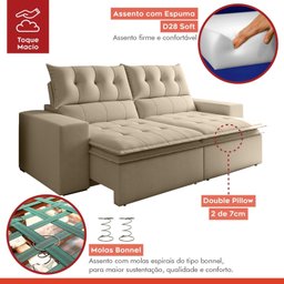Sofá Retrátil e Reclinável 4 Lugares Pillowtop Duplo M118 - 5
