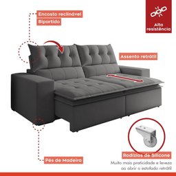 Sofá Retrátil e Reclinável 4 Lugares Pillowtop Duplo M118 - 10