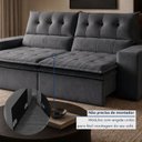 Ver imagem 7 de Sofá Retrátil e Reclinável 4 Lugares 230cm Pillow Top Duplo Base Madeira Maciça Paris