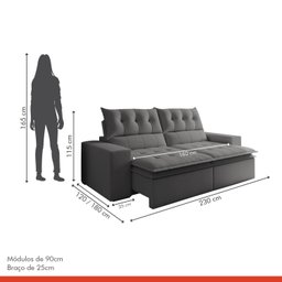 Sofá Retrátil e Reclinável 4 Lugares Pillowtop Duplo M118 - 3
