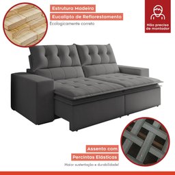 Sofá Retrátil e Reclinável 4 Lugares Pillowtop Duplo M118 - 7