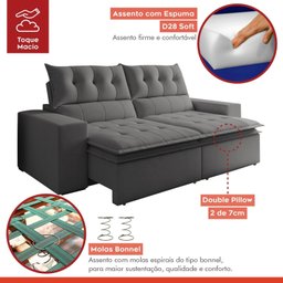 Sofá Retrátil e Reclinável 4 Lugares Pillowtop Duplo M118 - 5