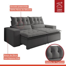 Sofá Retrátil e Reclinável 4 Lugares Pillowtop Duplo M118 - 11