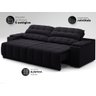 Sofá com Porta Copos Carregador Usb Ret Rec Samurai 2,50m Velosuede Preto - Netsofas - 5