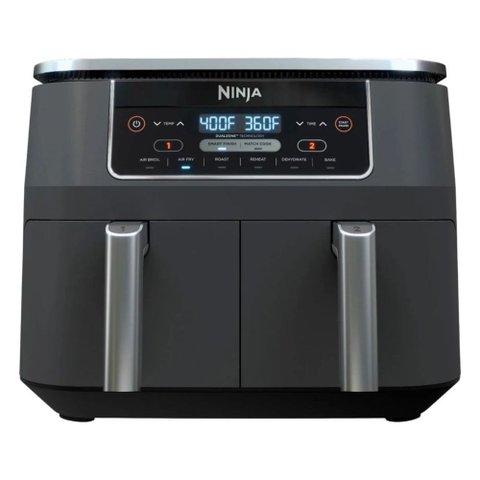 Fritadeira Air Fryer Ninja Foodi DZ201 2 Cestos 7.5L 6 em 1 Dualzone Antiaaderente 110V Preto