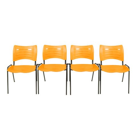 Kit com 4 Cadeiras Iso Turim Plastica Igreja Recepção Escola Laranja Popmov Kit 4 Cadeira Iso