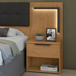 Cabeceira Casal / Queen 160cm 2 Mesas de Cabeceiras com Led Calitan - 9