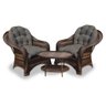 Conjunto de Poltronas Fibra Sintética Janaína - 2 Poltronas + 1 Mesa Centro - Tecido Duna Fendi - 1