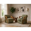 Ver imagem 1 de Kit 2 Poltronas Modernas em Tecido Boucle Hope Verde Oliva