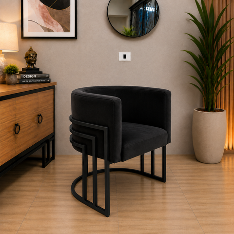 Poltrona 3 Ferros Preto Ferro Premium Veludo: Base Preto/Veludo Preto