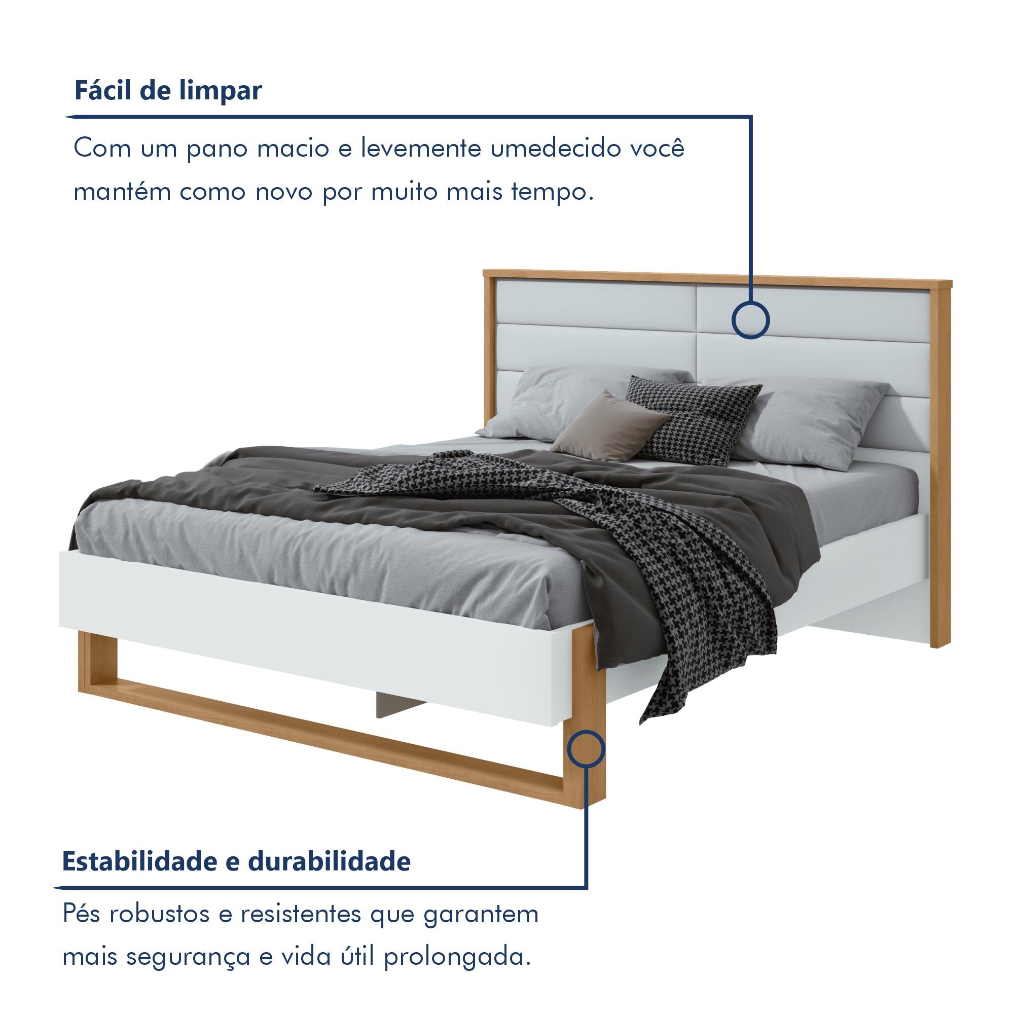 Cama Queen 160cm com LED Freetown  - 4