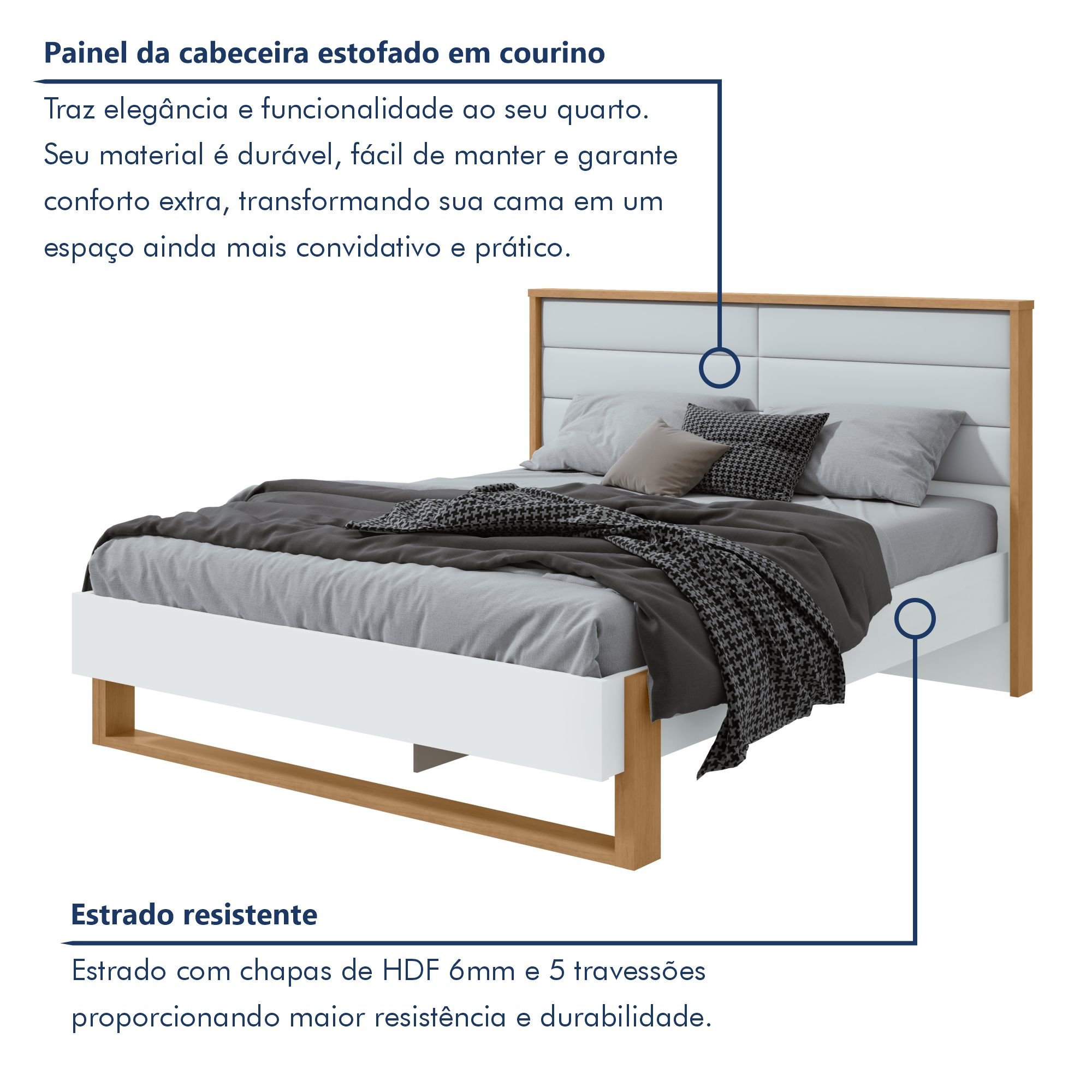 Cama Queen 160cm com LED Freetown  - 5