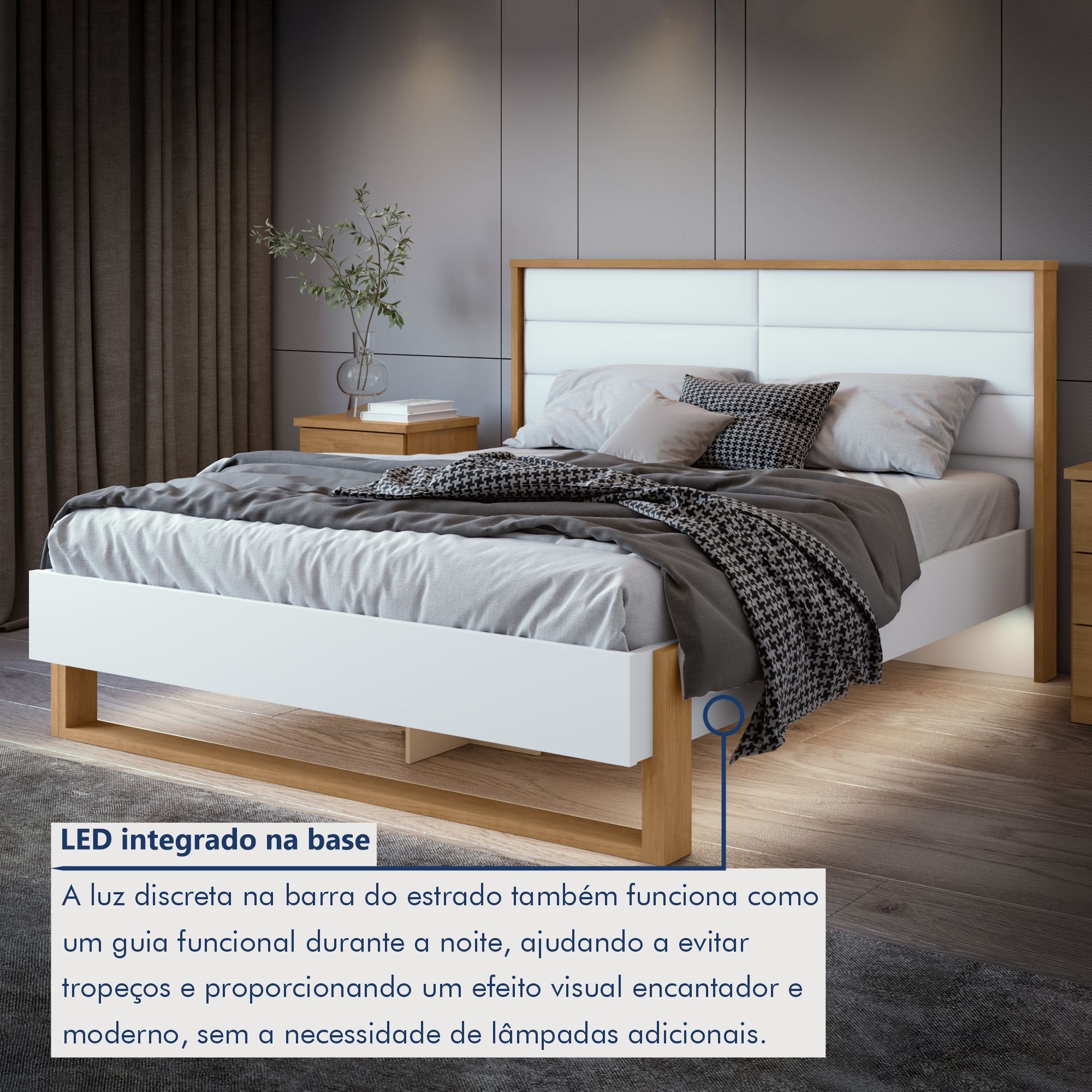 Cama Queen 160cm com LED Freetown  - 2