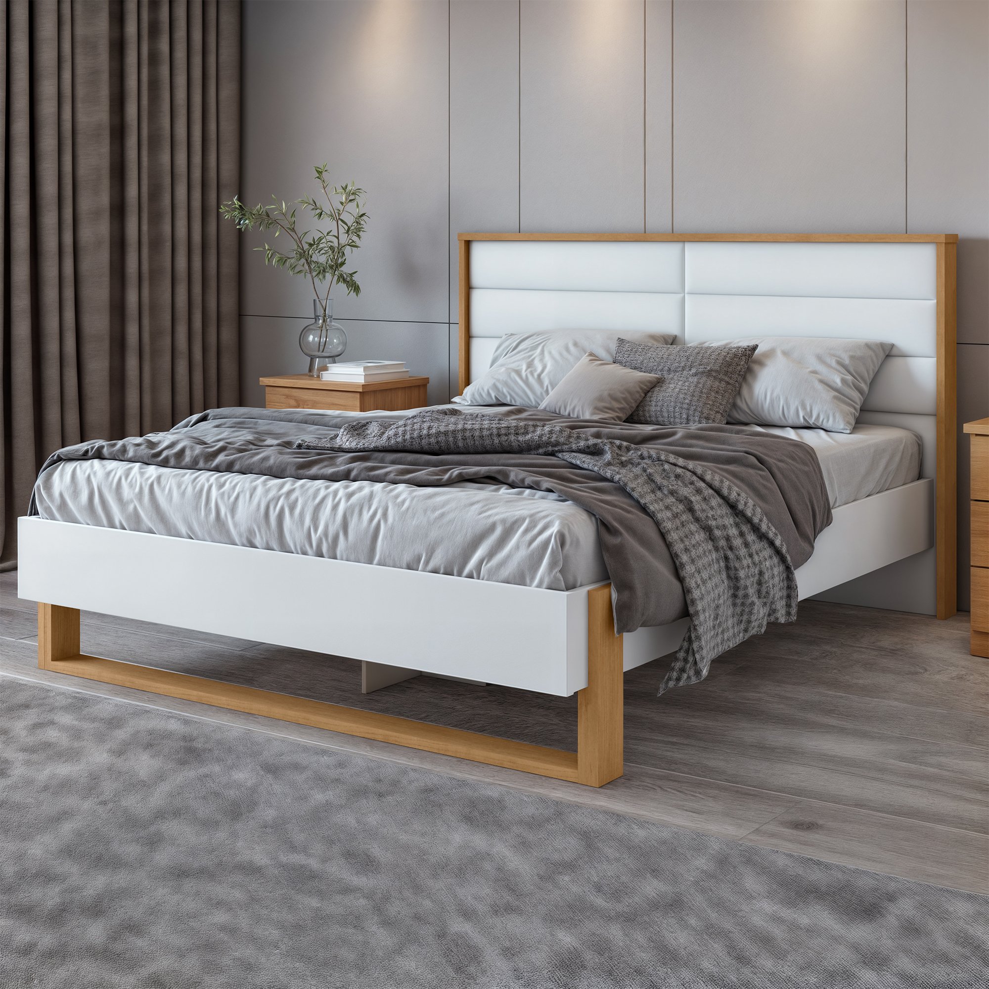 Cama Queen 160cm com LED Freetown Móveis Lopas - 1