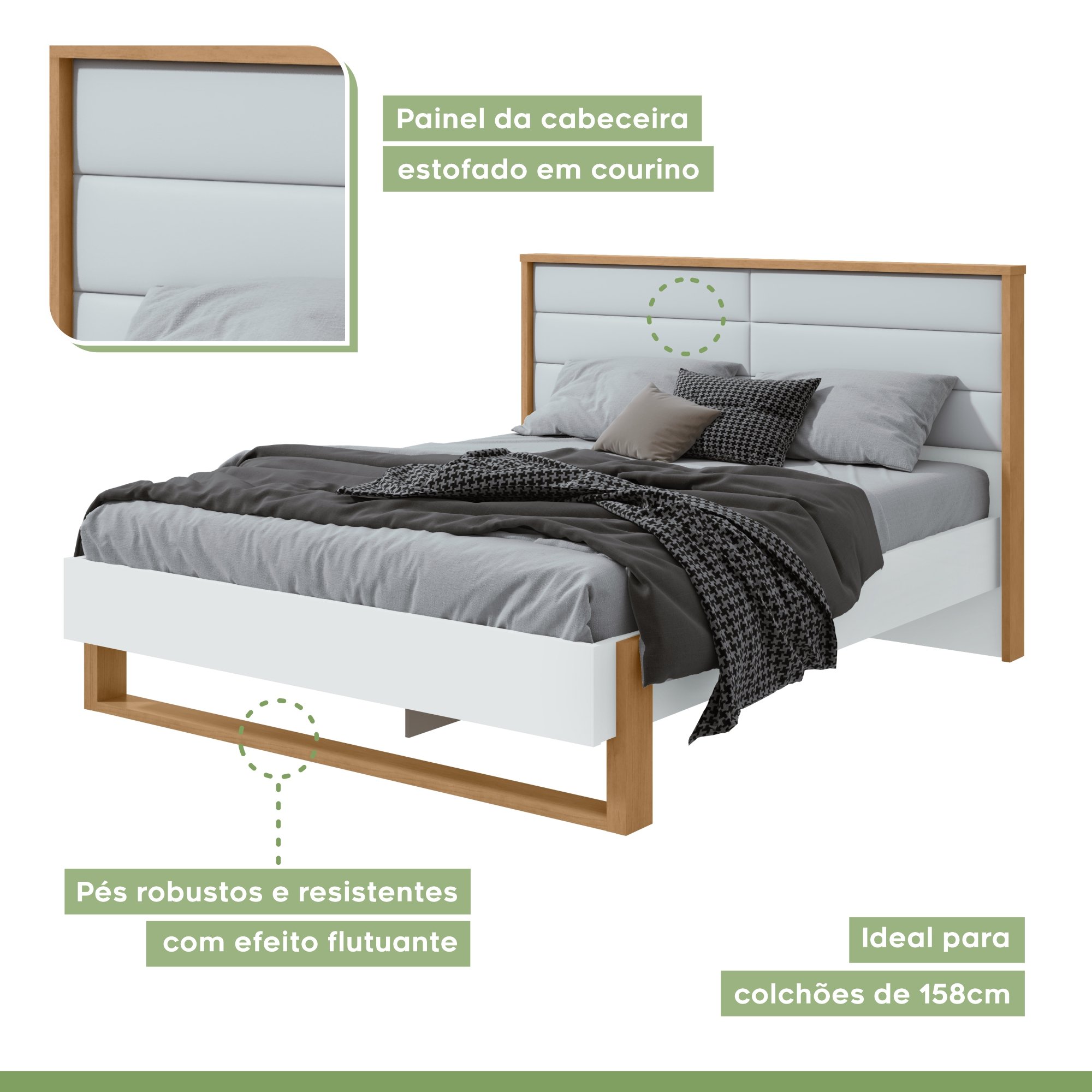 Cama Queen 160cm com LED Freetown Móveis Lopas - 4