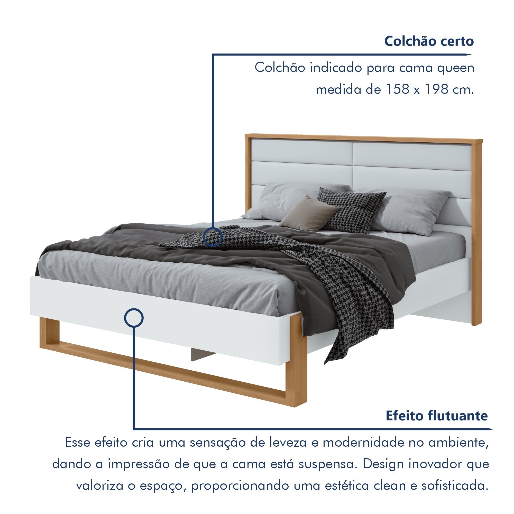 Cama Queen 160cm com LED Freetown  - 3