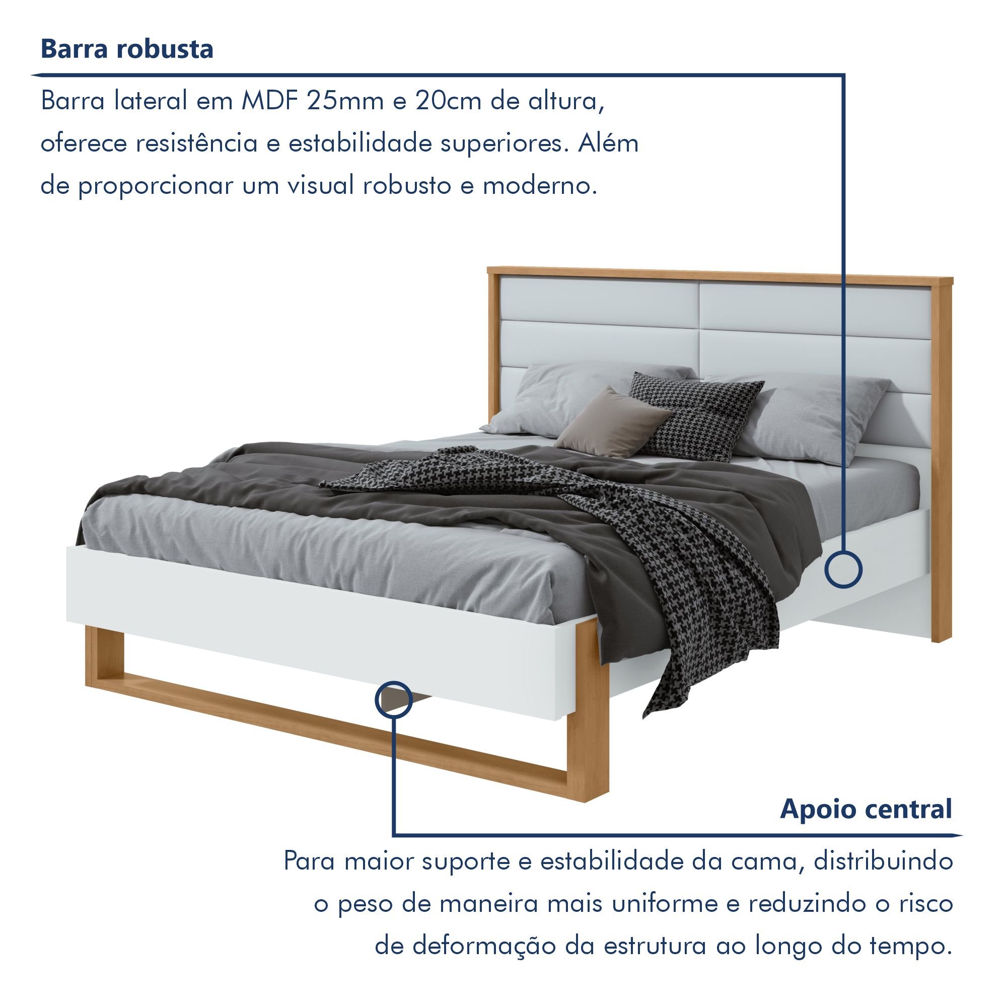 Cama Queen 160cm com LED Freetown  - 6