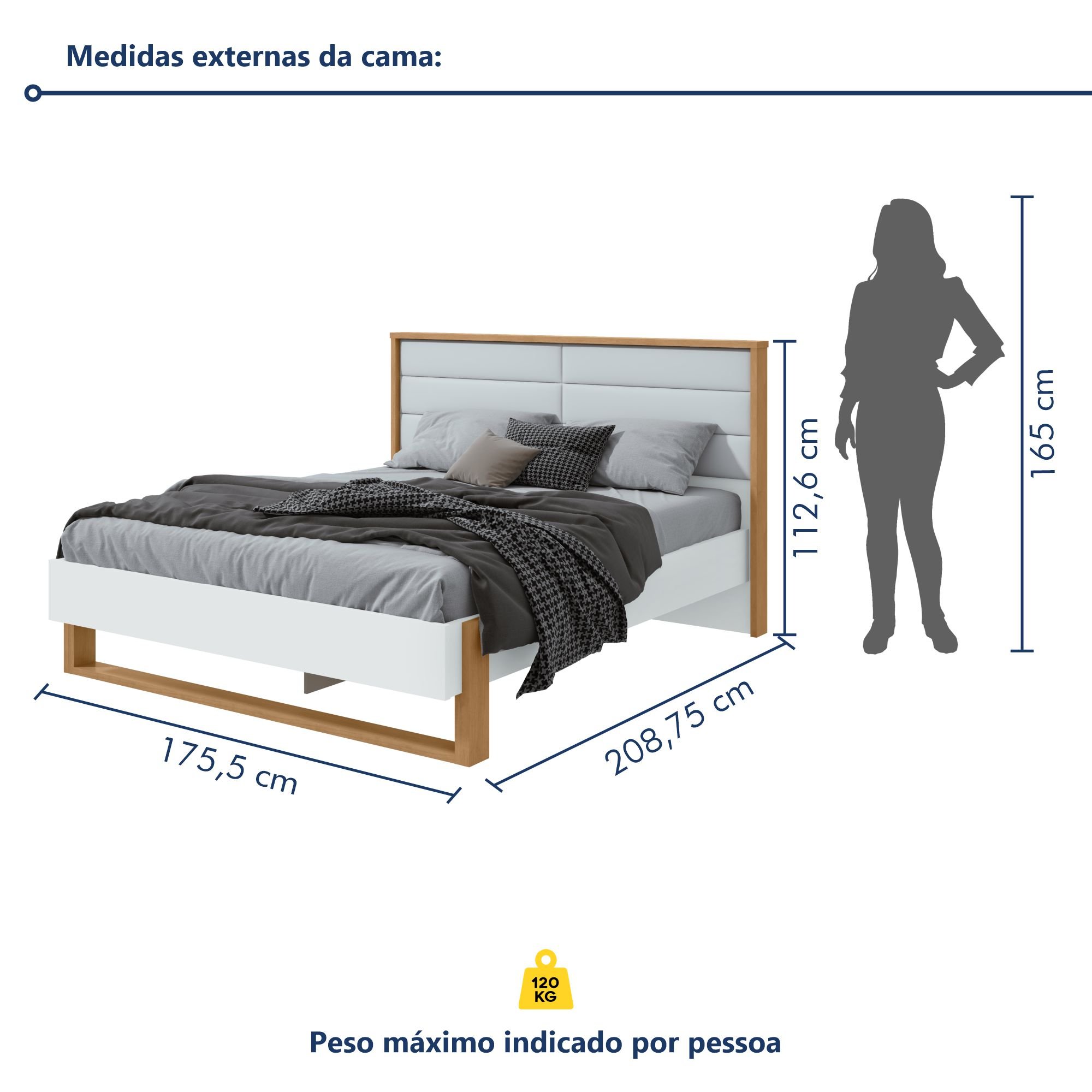 Cama Queen 160cm com LED Freetown  - 7