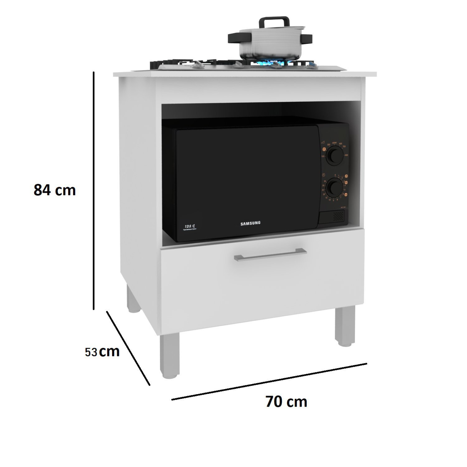 Balcao Para Cooktop 4 Bocas 1 Porta 1 Nicho Para Forno  - 3