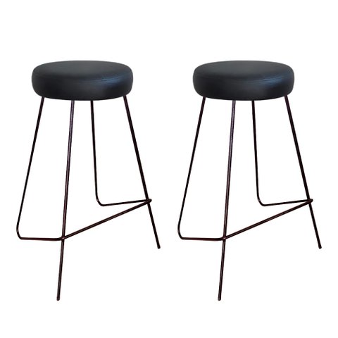 Kit 2 Banqueta Banco Aço Média Cozinha Bar Balcão 63cm Preta