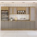 Ver imagem 1 de Armário de Cozinha Modulada Completa Reta 8 Peças 3,20m Botanic Kappesberg - Nogueira/Fendi