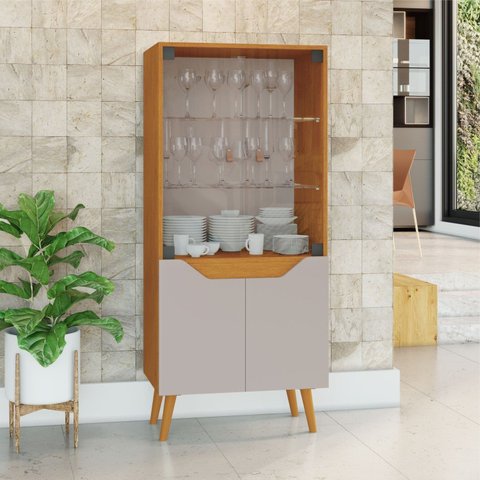 Cristaleira 4 Portas Plena Candian Amarelo/Cinamomo/Off White