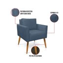 Ver imagem 4 de Kit 2 Poltronas Aline Suede Azul Marinho Pés Palito Castanho - D’Rossi