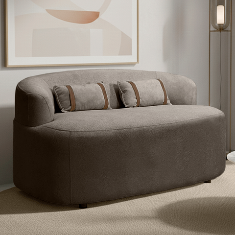 Banco Orgânico 2 Lugares Sofá Roma Sala Almofadas 140cm Bouclé:marrom