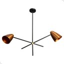 Ver imagem 1 de Pendente de Teto Sobrepor Soul Will Duplo Articulável Preto C/ Cobre Lixado Cúpula em Alumínio 2xe27