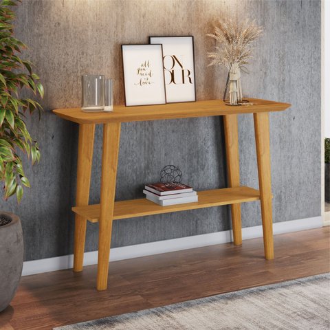 Aparador Para Sala De Estar Com Prateleira Em MDP 121cm Cor Cinamomo Estilo Retrô