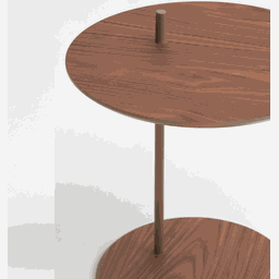 Mesa de Apoio Bumbo - Tampo Nogueira Natural - Base Aço Carbono - 4