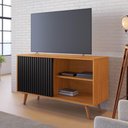 Ver imagem 1 de Rack para TV até 43 Polegadas com 1 Porta de Correr Retrô Multimóveis Crjcm-RCK004 Cinamomo/Preto