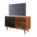 Ver imagem 2 de Rack para TV até 43 Polegadas com 1 Porta de Correr Retrô Multimóveis Crjcm-RCK004 Cinamomo/Preto