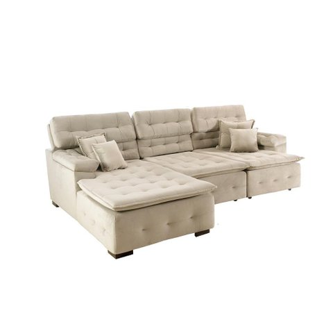 Sofá Retrátil e Chaise Orlando 280x190 Bege