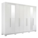 Ver imagem 2 de Guarda Roupa Casal 239cm 8 Portas com Pés e Espelho Vortex Branco S01 - Mpozenato