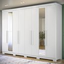 Ver imagem 1 de Guarda Roupa Casal 239cm 8 Portas com Pés e Espelho Vortex Branco S01 - Mpozenato