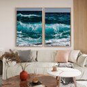 Ver imagem 1 de Quadro Decorativo Oceano em 2 Telas Canvas Tacolado Moldura Flutuante 4,5cm Madeira 80 X 120cm