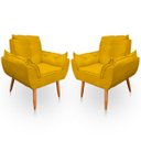 Ver imagem 1 de Kit 2 Poltrona Opala para Sala e Quarto Suede Amarelo- Jylcrom